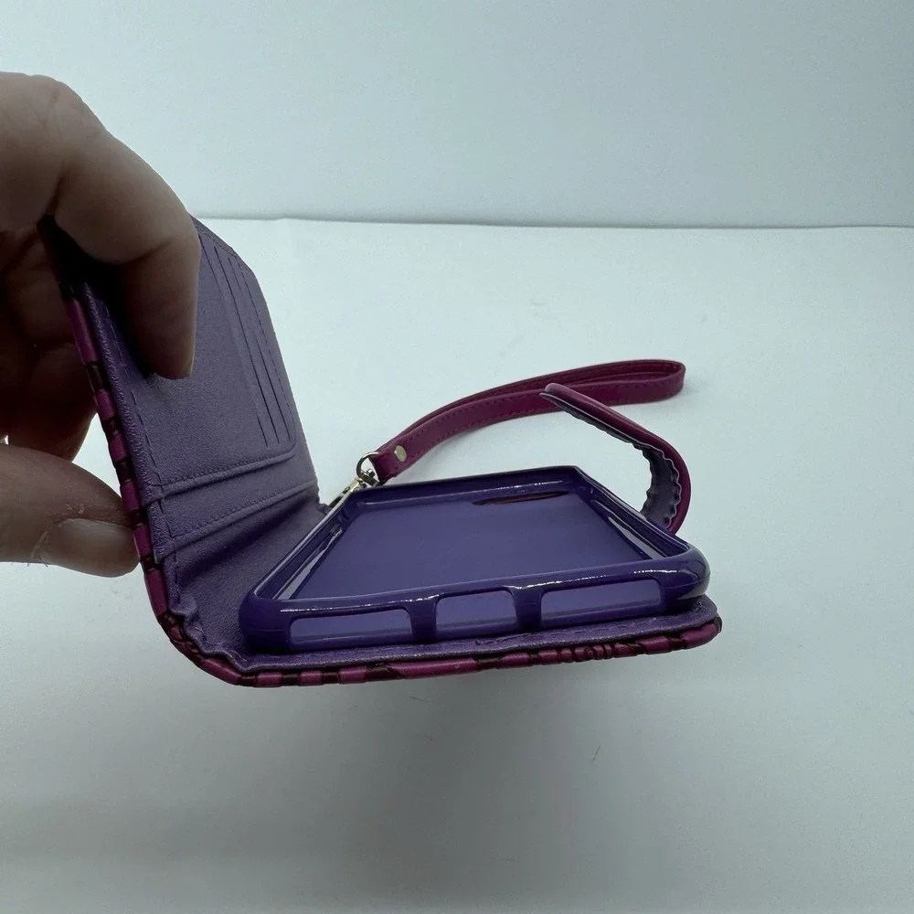 Floral Wallet Case iPhone 7/8 Plus Purple Rose  Wristlet Folio Card Holder